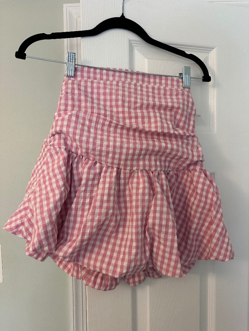 Pink Gingham Stratless Top